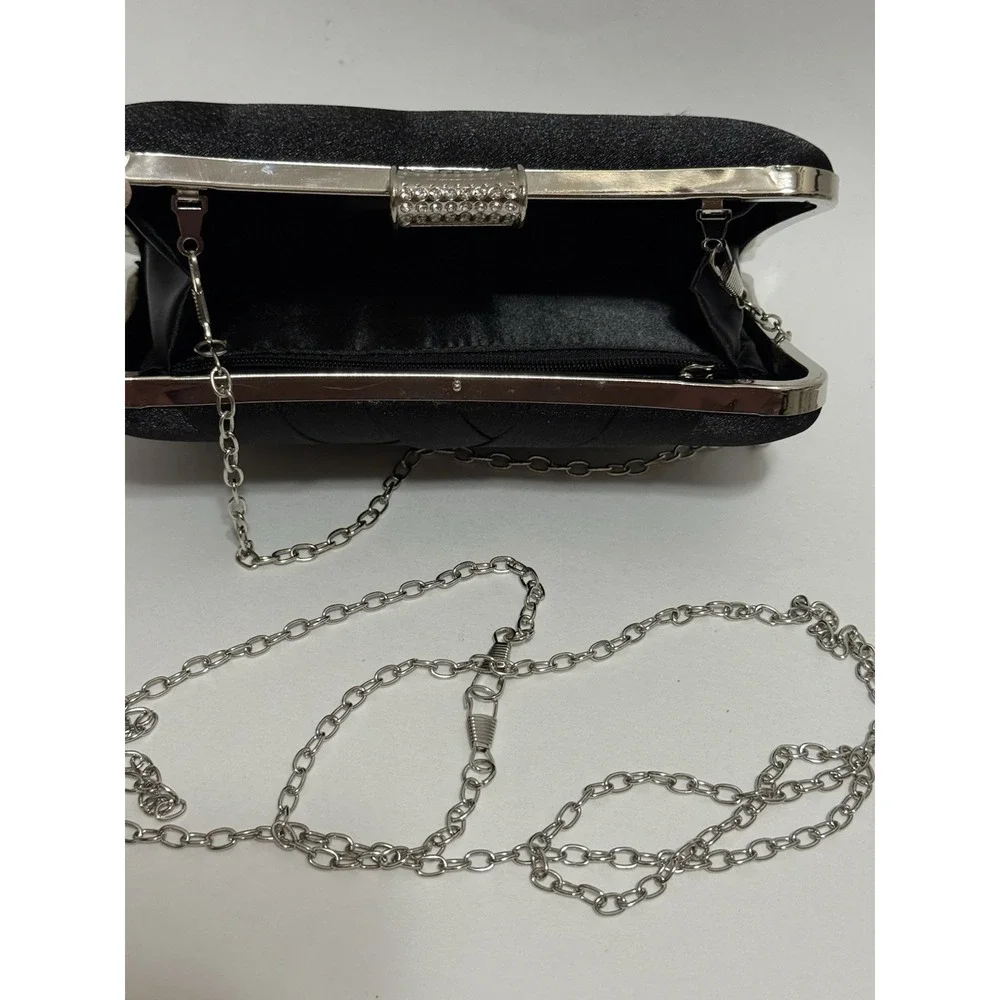 Vintage Style  Satin Clutch Rhinestone Evening Bridal Prom‎  Hard Case